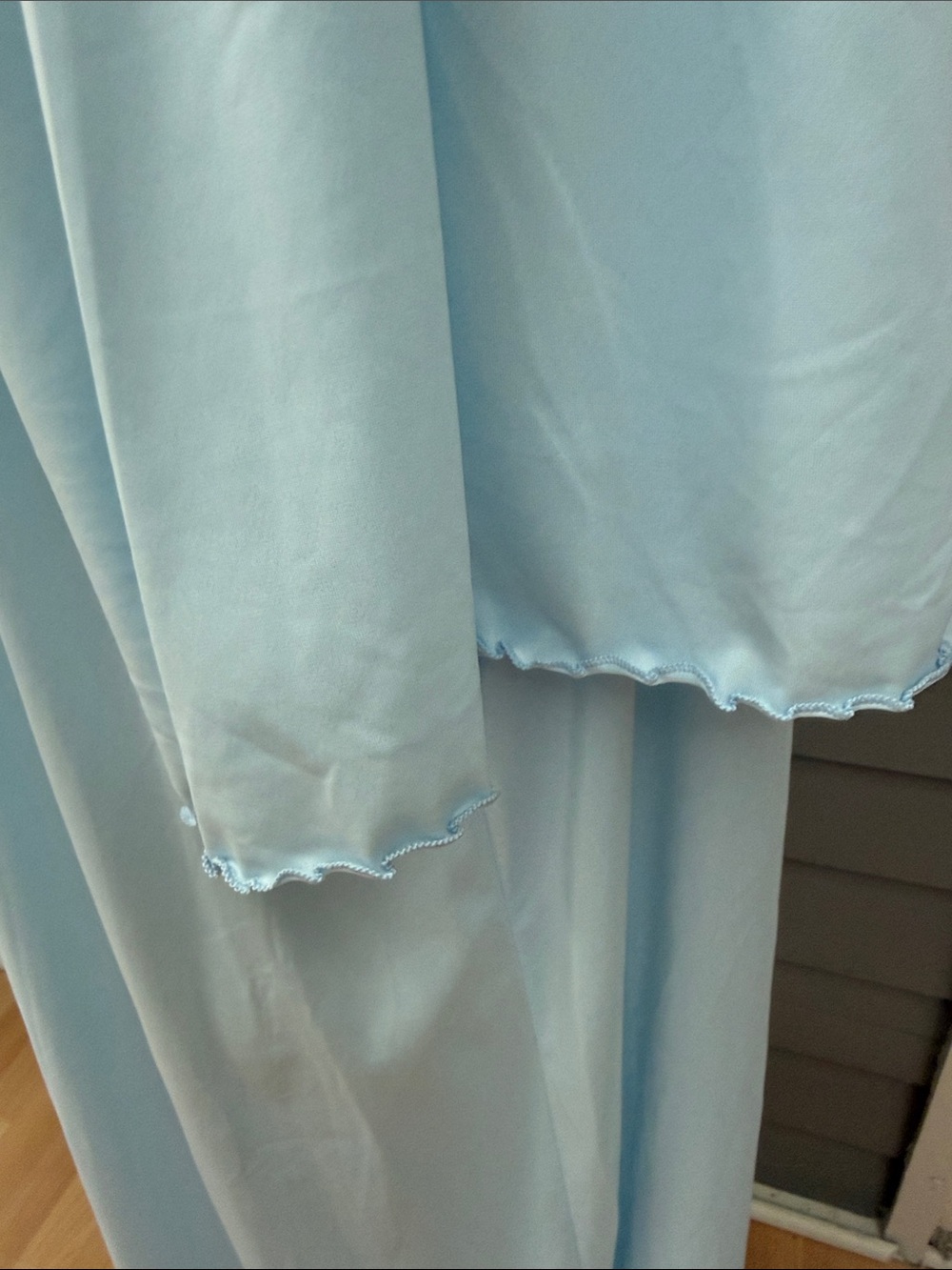 Shadowline Beloved Flutter Sleeve Light Blue Lace Babydoll Nylon Nightgown 3X - Picture 4 of 8